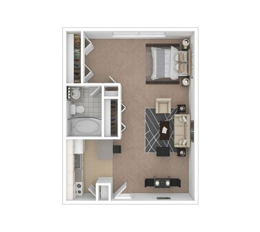 Floor plan for studio, 1 bath, 450 sqft